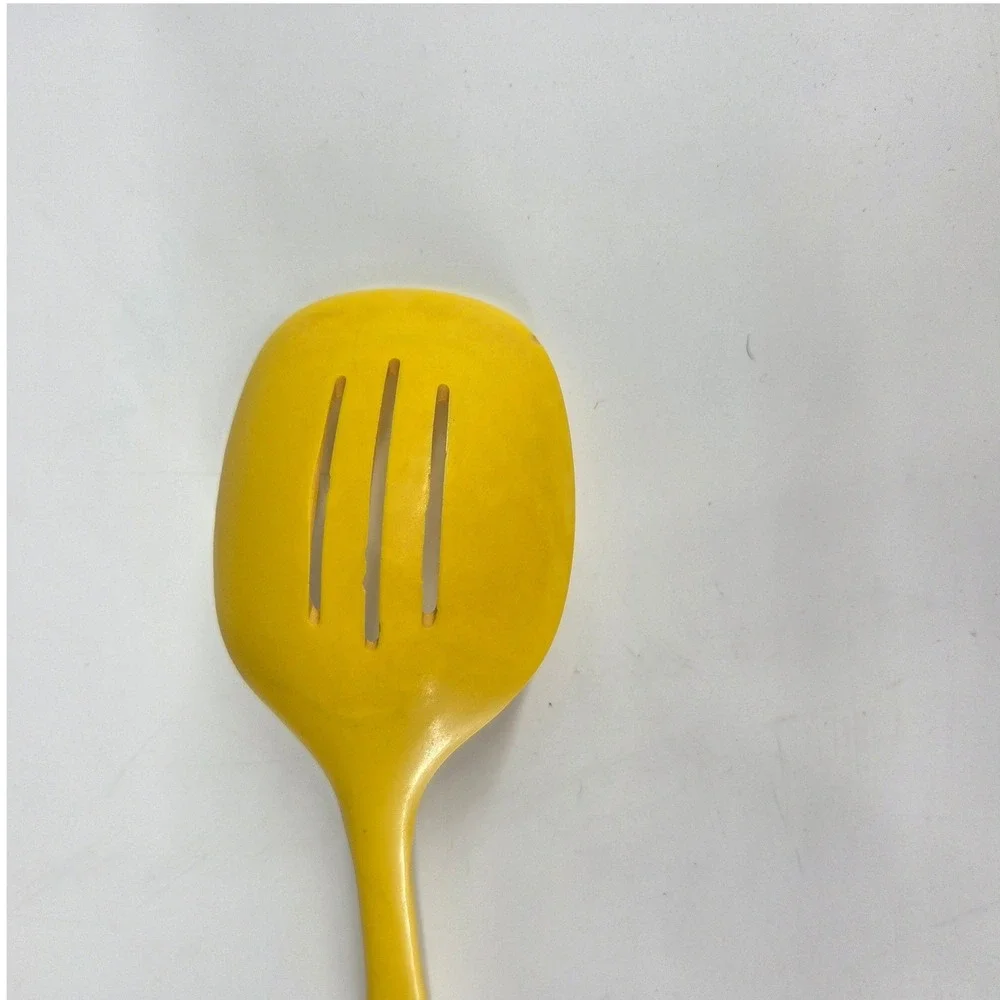 Vintage Yellow Melamine Slotted Spoon TB 606 Kitchen Serving Utensil Taiwan